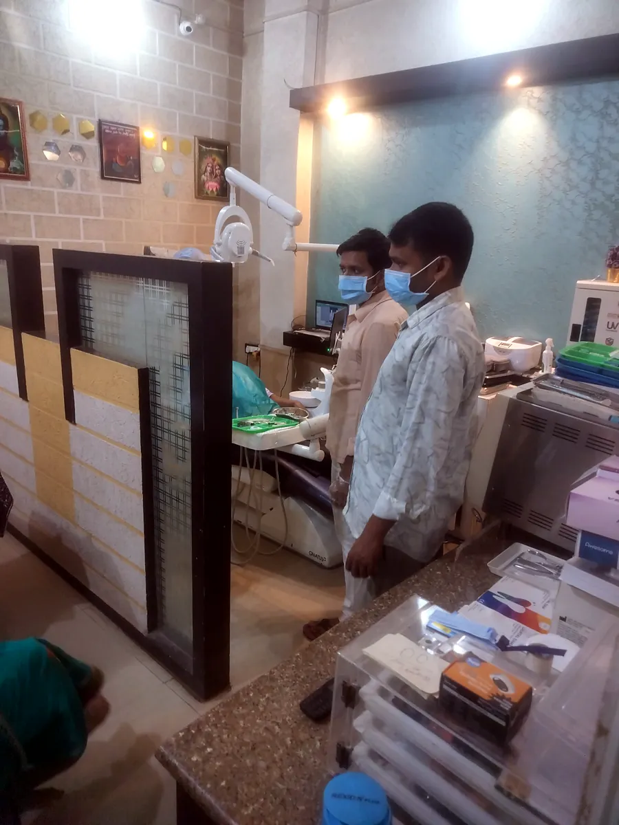 Dental chair, sterilization unit and instrument trays in the operatory